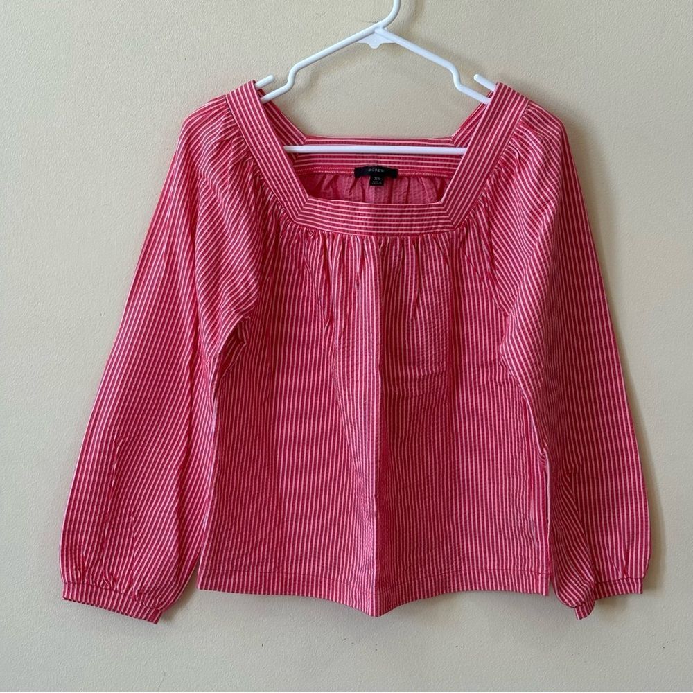J. Crew Striped Square Neck Blouse